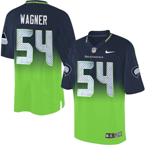 Men's Elite Bobby Wagner Nike Jersey Navy/Green - #54 Fadeaway NFL Seattle Seahawks